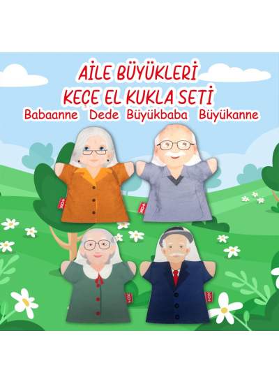 CLZ247 4 Parça  Aile Büyükleri El Kukla Set , Eğitici Oyuncak