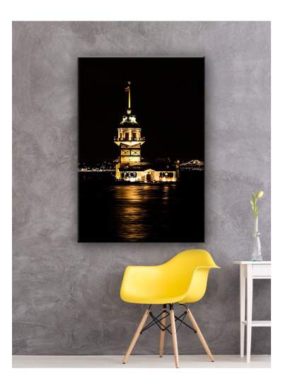 CLZ104 Kız Kulesi Gece Görünümü Tablosu  (50 x 35) cm