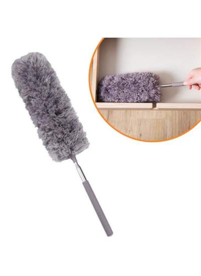 CLZ192 140 Cm Teleskopik Uzatılabilir Mikrofiber Yumuşak Başlıklı Gri Toz Alma Fırçası  Toz Püskülü (4172)