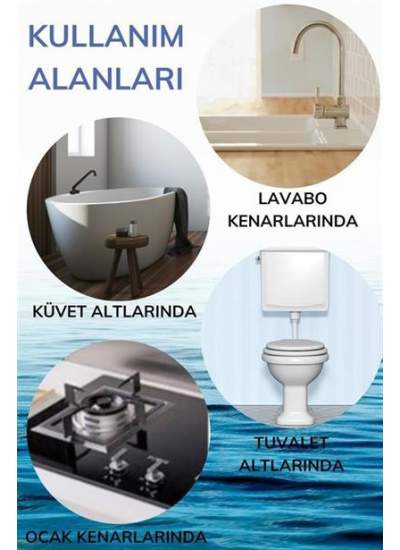 BUFFER® Gri Su Sızdırmaz  Banyo Mutfak Lavabo Küvet İzolasyon Şerit Bant