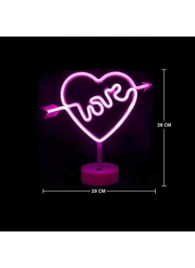 BUFFER® Kalpli Love Yazılı Dekoratif Neon Pilli Led Masa ve Gece Lambası