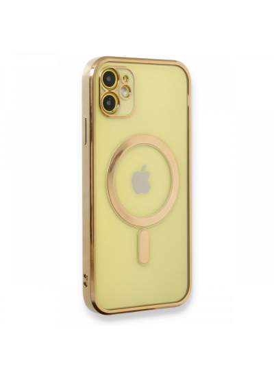 CLZ942 İphone 12 Kılıf Magneticsafe Lazer Silikon - Ürün Rengi : Gold