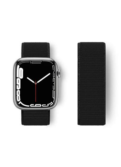 CLZ942 Apple Watch 40mm Hasırlı Cırtcırtlı Kordon - Ürün Rengi : Siyah-Mavi