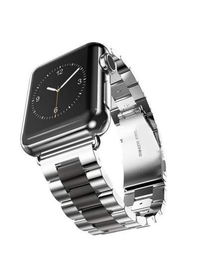 CLZ942 Apple Watch 38mm Metal Baklalı Kordon - Ürün Rengi : Gümüş-Siyah