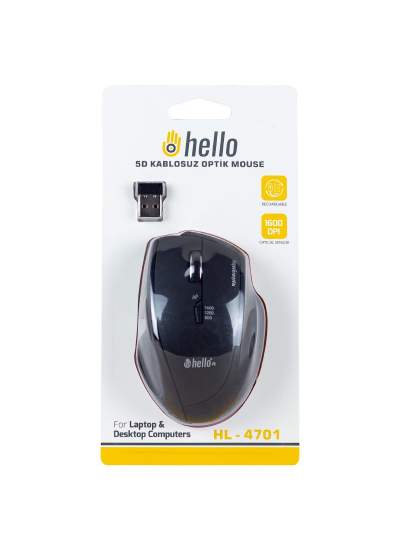 CLZ192 HELLO HL-4701 2.4GHZ 1600DPI ŞARJLI 5D KABLOSUZ OPTİK MOUSE (4172)