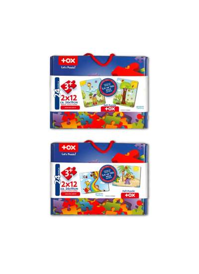 CLZ247 4 Set - 48 Parça  Gökkuşağı ve Zürafa 3+ Keçe Yapboz - 3 Yaş Puzzle