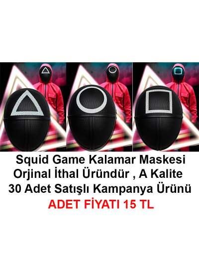 CLZ192 Squid Game Maskesi 3 Model Toplam 30 Adet İthal Orjinal A Kalite Maske - Kampanya Ürünü (4172)