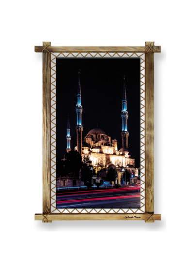 CLZ104 Camii LED IŞIKLI RUSTİK kanvas tablo B  (96 x 66) cm