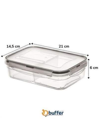 BUFFER® 3 Bölmeli Kilitli Kapaklı 1 Litre Erzak Saklama Kabı LC-510