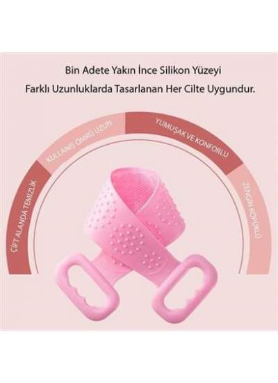 BUFFER® Çift Taraflı Banyo Hamam Lifi Silikon Masajlı Yumuşak Duş Lifi Uzun Ömürlü Hazır Banyo Keses