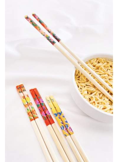 CLZ192 Desenli Organik Bambu Çin Çubuğu Chop Sticks 10 Çift