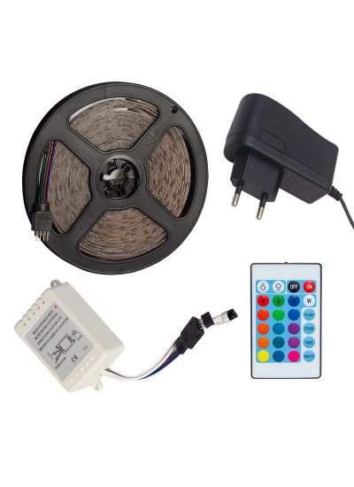 CLZ192 OM-7 SİLİKONLU 5 METRE RGB ŞERİT LED ANİMASYON DEVRELİ + ADAPTÖR SET (4172)