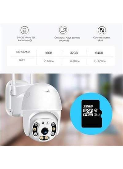 BUFFER® 20 MP HD Lens İç Dış Mekan Suya Danıklı IP Wifi Network Güvenlik Kamerası Wifi Kamera