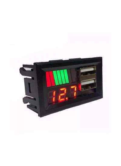 CLZ192 DİJİTAL VOLTMETRE USB ÇIKIŞLI AKÜ GÖSTERGELİ DC 12V (IC278C) (4172)