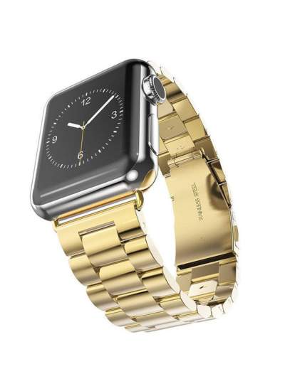 CLZ942 Apple Watch 40mm Metal Baklalı Kordon - Ürün Rengi : Gümüş-Siyah