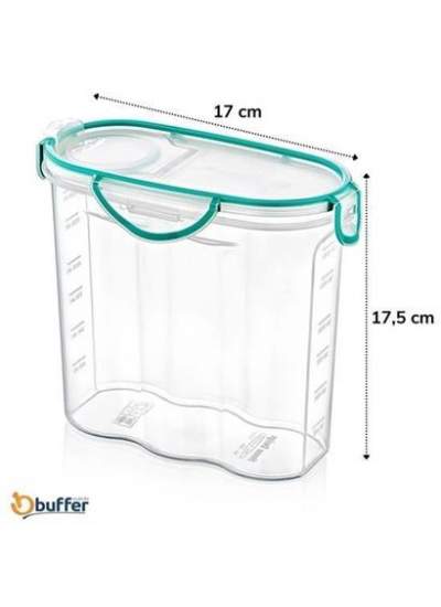 BUFFER® Kilitli Kapaklı Contalı Hava,Su Sıvı Geçirmez 1,7 Litre Erzak Saklama Kabı-SA585