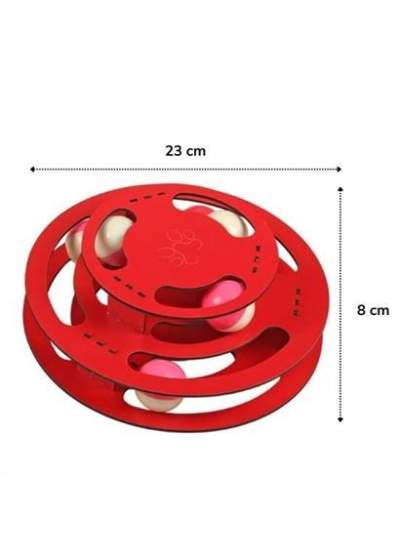 BUFFER® 3 Katlı Komik Oyuncak Kediler İçin Sert Ahşap Aktivite Oyuncağı