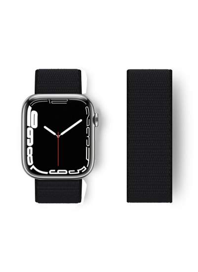 CLZ942 Apple Watch 44mm Hasırlı Cırtcırtlı Kordon - Ürün Rengi : Siyah-Mavi