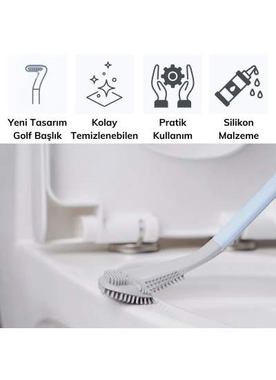 CLZ192 Golf Tasarımlı Silikon WC Klozet Mutfak Temizlik Fırçası Kanca Hediyeli (4172)