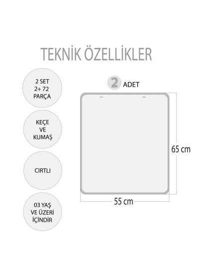 CLZ247 2 Set - 72 Parça  Zıt Kavramlar ve Gölge Eşleştirme Keçe Cırtlı Duvar Panoları , Eğitici Oyuncak