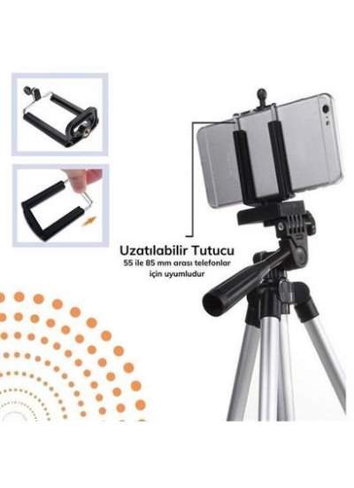 BUFFER® 360 Derece Ayarlanabilir Katlanabilir Profesyonel Çekime Uygun 65 cm Ayaklı Tripod