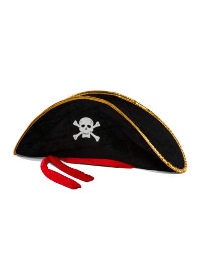 Yetişkin Boy Kadife Jack Sparrow Denizci Kaptan Jack Korsan Şapkası 50X20 CM (CLZ)