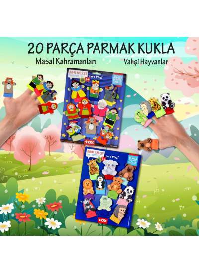 CLZ247 2 Set - 20 Parça  Masal Kahramanları ve Vahşi Hayvanlar Parmak Kukla