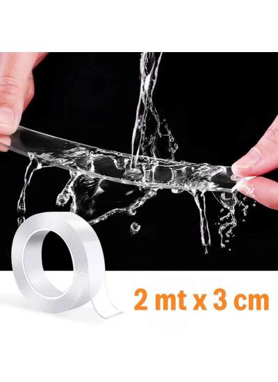 CLZ192 Ultra Güçlü Çift Taraflı 2 mt x 3 cm Çift Taraflı Nano Bant (4172)