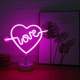 BUFFER® Kalpli Love Yazılı Dekoratif Neon Pilli Led Masa ve Gece Lambası