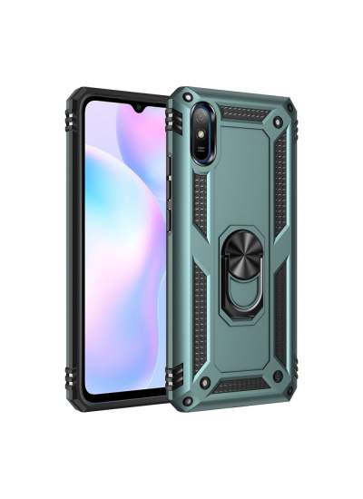 CLZ942 Xiaomi Redmi 9a Kılıf Sofya Yüzüklü Silikon Kapak - Ürün Rengi : Kırmızı