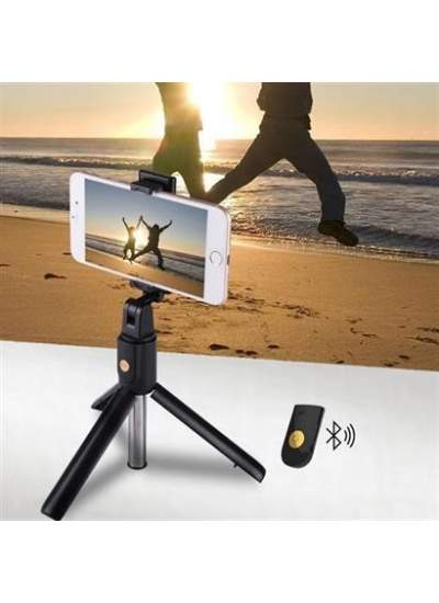 BUFFER® Sabitlenebilir Cep Telefon Tutucu  Ayarlanabilir Taşınabilir 3 Ayaklı Tripod Selfie Çubuğu