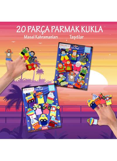 CLZ247 2 Set - 20 Parça  Masal Kahramanları ve Taşıtlar Parmak Kukla