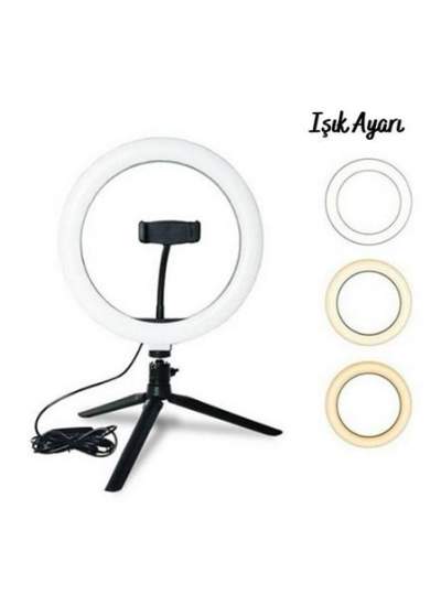 BUFFER® 10inç 26cm Youtube Instagram Tiktok Selfie  Stüdyo Video Fotoğraf Ring Light  Tripod Led Hal