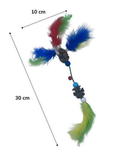 BUFFER® Tüylü Tahta Boncuklu Zilli Kedi Oyuncağı Çok Renkli Kedi Oyuncak