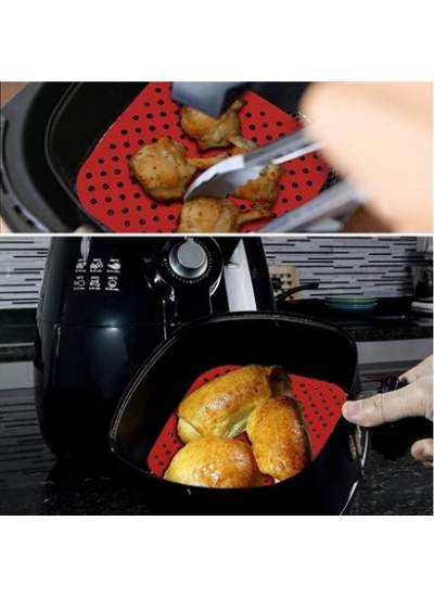 BUFFER® Renkli Isıya Dayanıklı Yıkanılabilir Silikon Fırın Ve Airfryer Kare Pişirme Matı 21,5 Cm