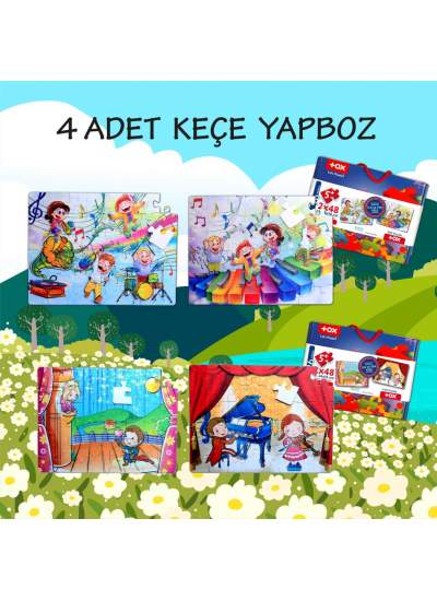 CLZ247 4 Set - 96 Parça  Müzik ve Sahne 5+ Keçe Yapboz - 5 Yaş Puzzle