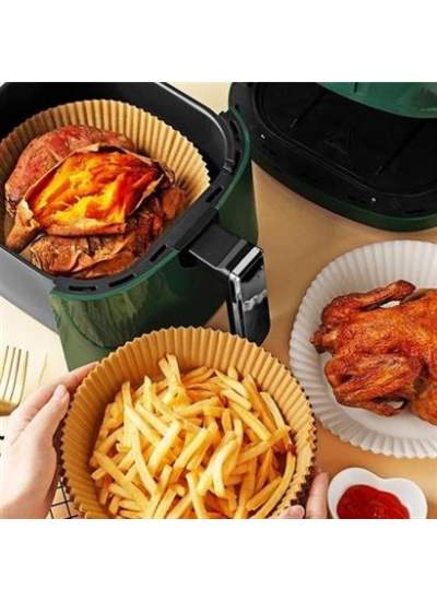 50 Adet Air Fryer Pişirme Kağıdı Tek Kullanımlık Hava Fritöz Yağ Geçirmez Yapışmaz Tabak Model