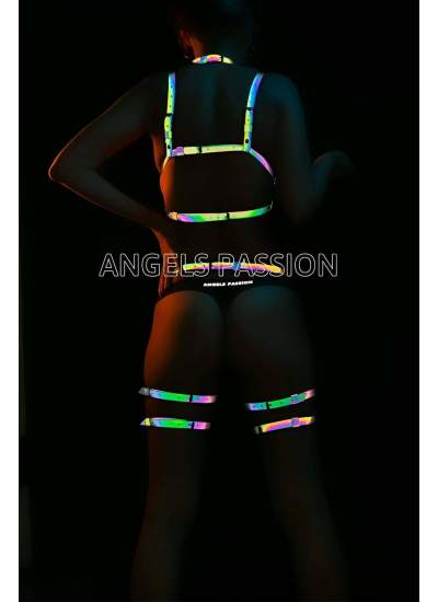 CLZ41 Jartiyer Takım Reflektörlü Özel Harness Takım - Ürün Rengi:Rainbow Reflektör