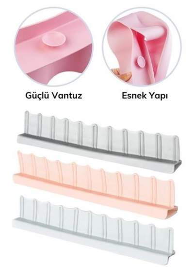 BUFFER® 2 ADET Vantuzlu Kauçuk Sıvı Su Sızdırmaz  Mutfak Banyo Duş Bariyeri Lavabo Kenar Tutucu Set