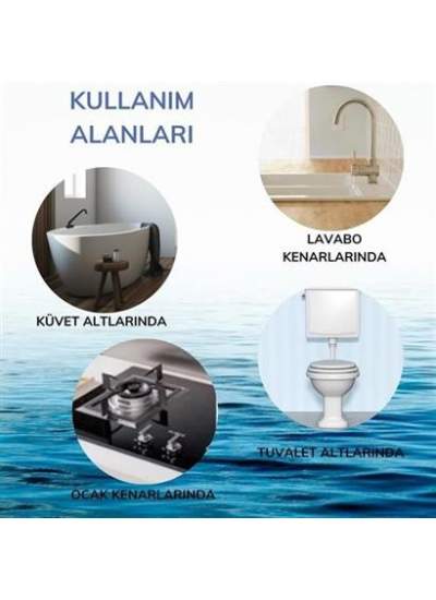 BUFFER® Gri Su Sızdırmaz  Banyo Mutfak Lavabo Küvet İzolasyon Şerit Bant