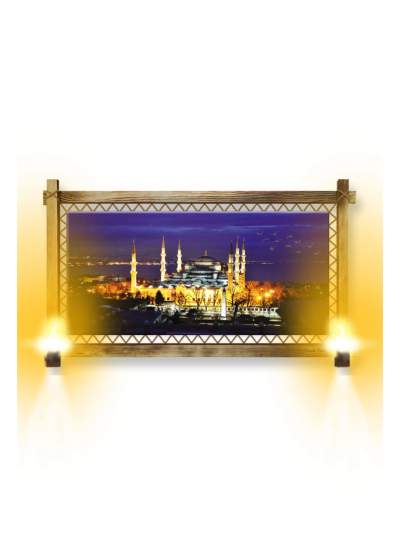 CLZ104  RUSTİK IŞIKLI İstanbul Kanvas Rustik Tablo B  (96 x 56) cm