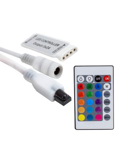 CLZ192 MİNİ 24 TUŞLU 5 VOLT - 12 VOLT - 24 VOLT - 3.2 AMPER KUMANDALI RGB LED KONTROL CİHAZI (4172)