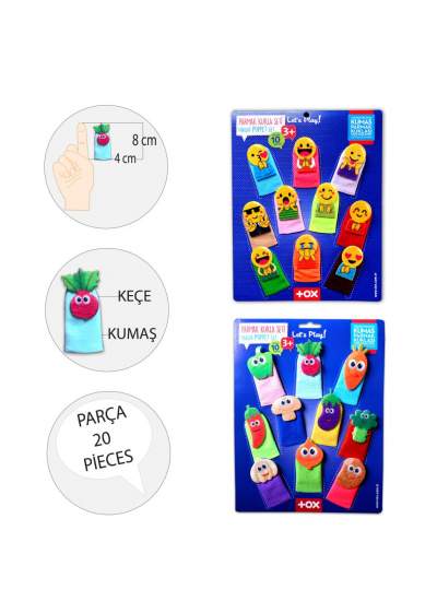 CLZ247 2 Set - 20 Parça  Emojiler ve Sebzeler Parmak Kukla