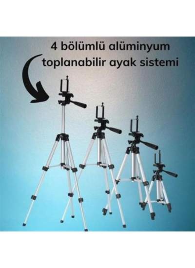 BUFFER® 360 Derece Ayarlanabilir Katlanabilir Profesyonel Çekime Uygun 65 cm Ayaklı Tripod