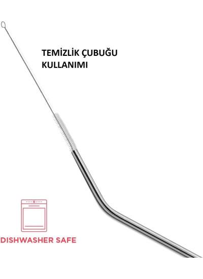 CLZ192 Çelik Pipet Paslanmaz Çelik Metal Meşrubat Pipeti Ve Pipet Temizleme Fırçası Seti 5 Parça