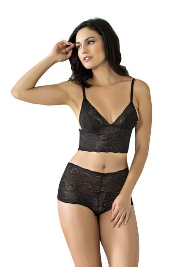 CLZ946 Siyah Bralet Dantelli Sütyen Takım 2' Li