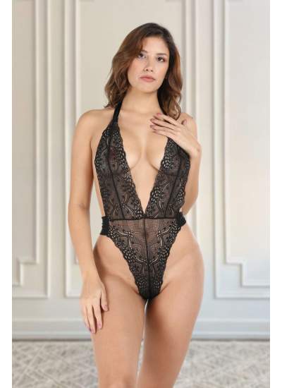 CLZ946 Siyah Dantelli Fantezi Bodysuit