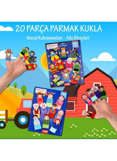 CLZ247 2 Set - 20 Parça  Masal Kahramanları ve Aile Bireyleri Parmak Kukla