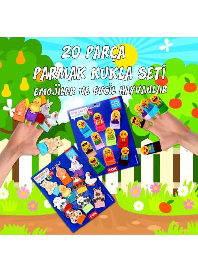 CLZ247 2 Set - 20 Parça  Emojiler ve Evcil Hayvanlar Parmak Kukla