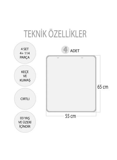 CLZ247 4 Set - 114 Parça  Sıradakini Biliyoum ( Yaz , Kış ) ve Büyük -Küçük Oyunu (Hayvan, Meyve) Keçe Cırtlı Duvar Panoları , Eğitici Oyuncak